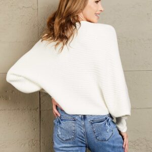 Maxct &Woven Right Horizontal Ribbing Dolman Sleeve Sweater