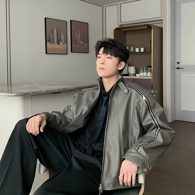 Maxct Velvet Warm Fleece Leather Jacket