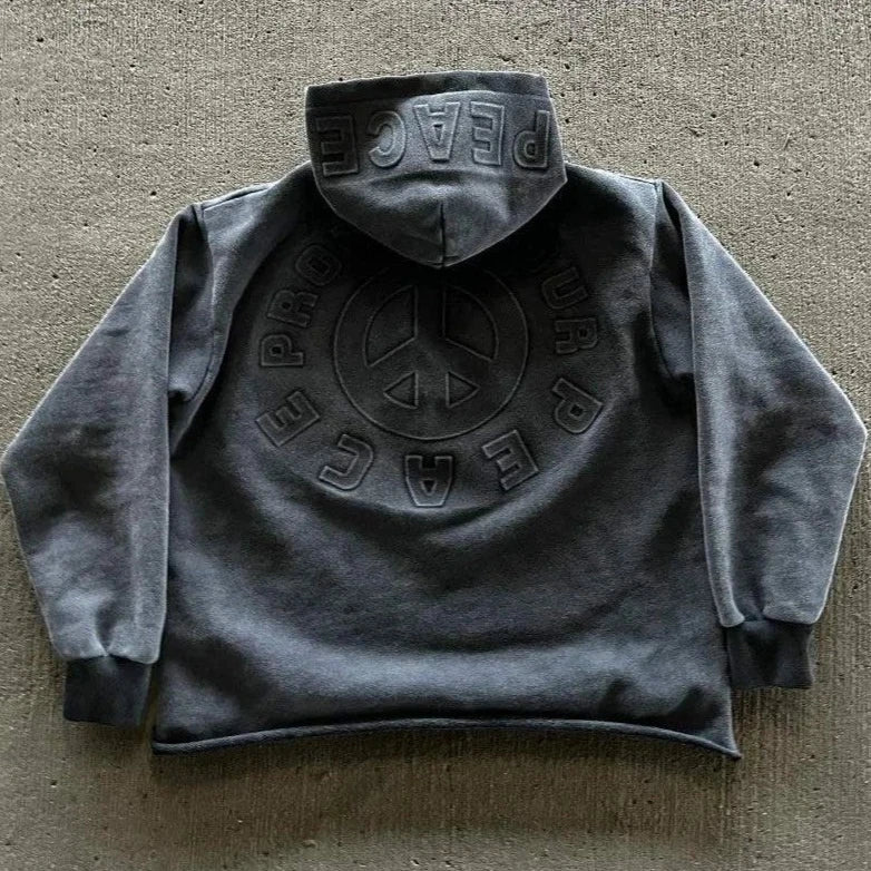 Peace Hoodie Unisex Loose Style Maxct