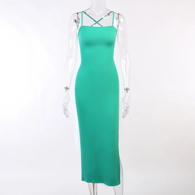 Maxct Knitted Suspender Sexy Split Dress Summer Women's Temperament Spicy Dress