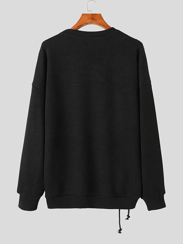 Maxct - Mens Solid Drawstring Long Sleeve Sweater