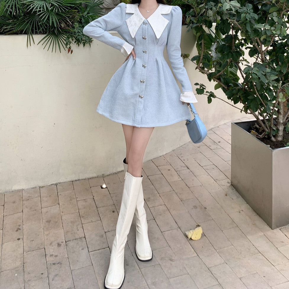 Sweet Bow Peter Pan Knit Dress Maxct