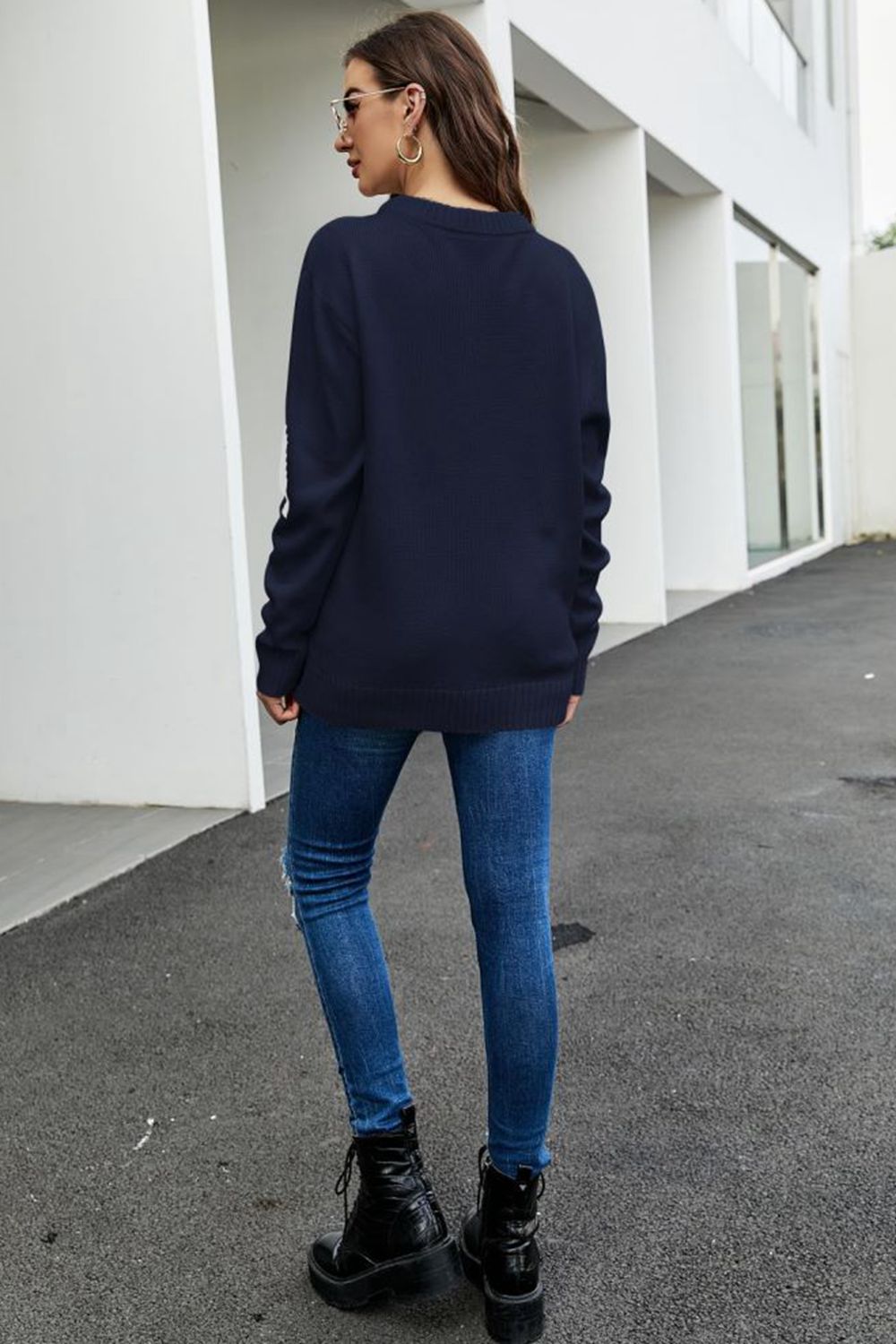 Maxct &Round Neck Dropped Shoulder Sweater