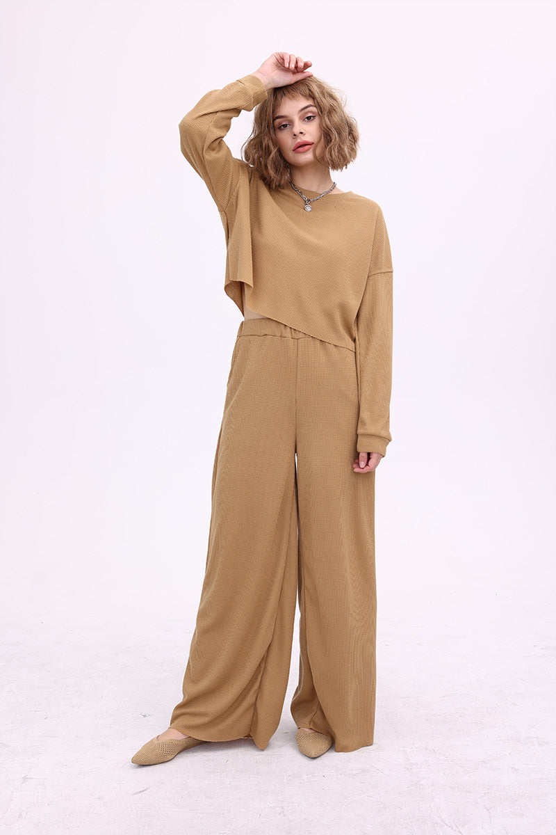 Maxct Waffle Solid Pullover Top & Knit Wide Pants - Image 6