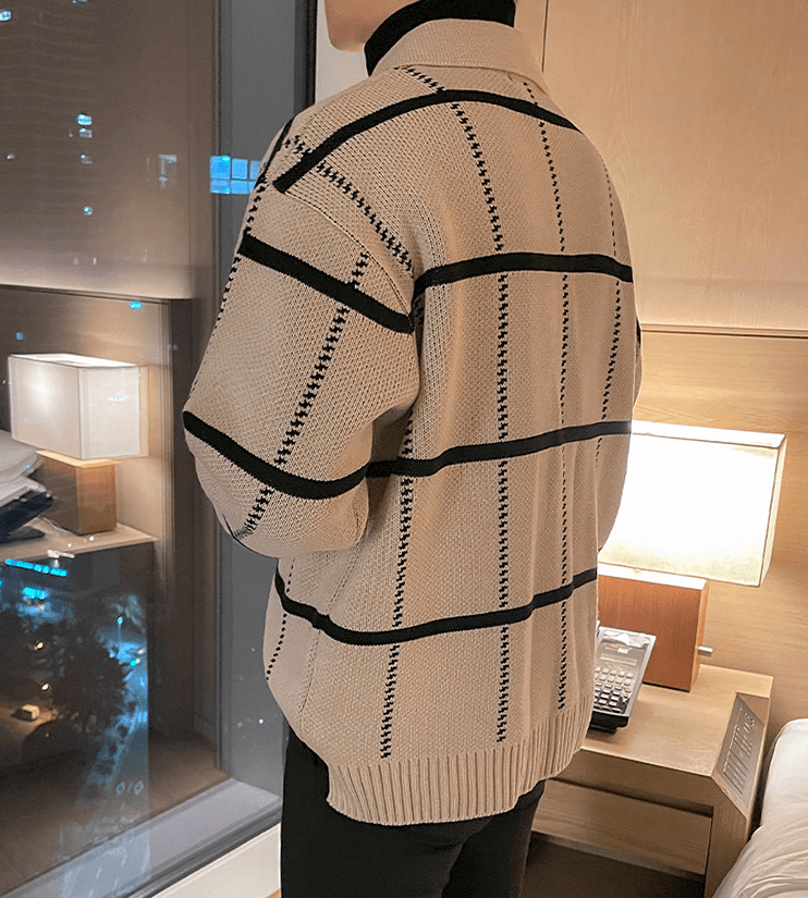 Maxct 6229 Plaid Half Zip-Up Collar Sweater