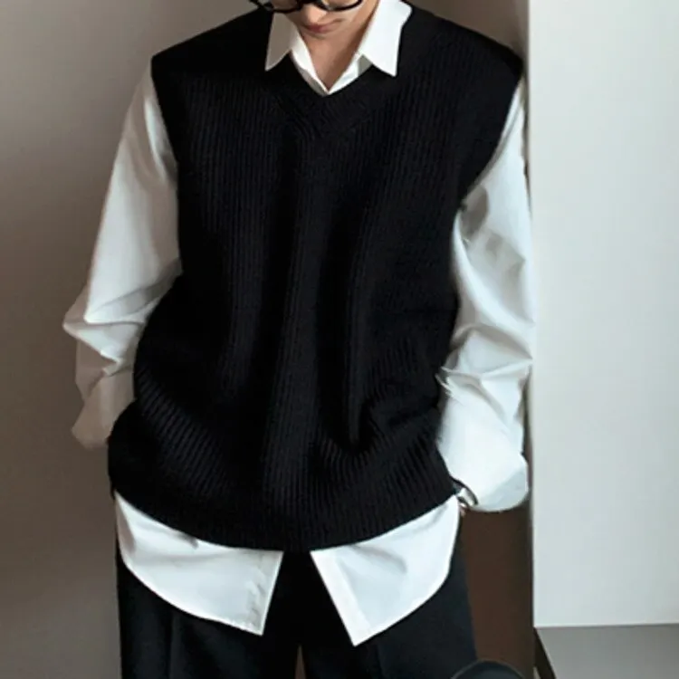 Maxct Rib Knit V-Neck Sweater Vest