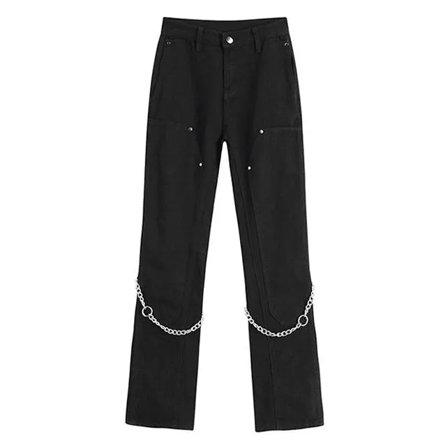Grunge Aesthetic Chain Jeans Maxct