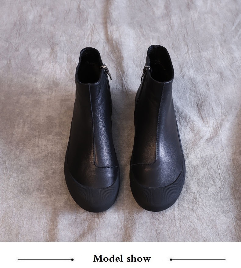 Women's Flat Leather Ankle Boots