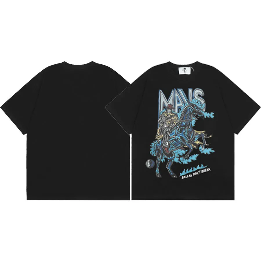 Maxct t shirt American Warren Lotas Joint-Name Skull Character Print Men's Loose round Neck Short Sleeve T-shirt Fashion Brand