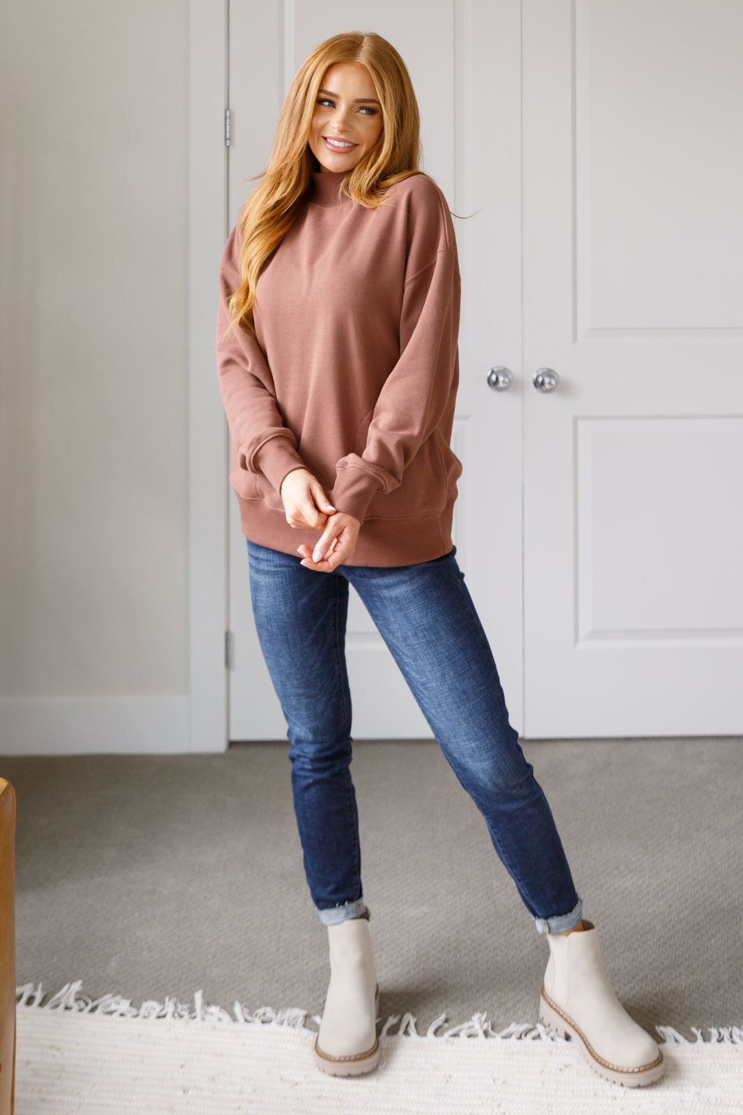 Maxct &Make No Mistake Mock Neck Pullover in Cocoa