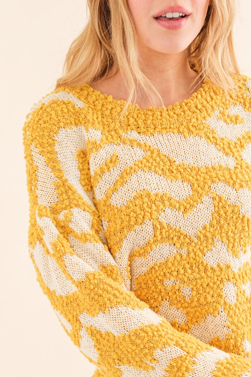 Maxct &And The Why Full Size Textured Pattern Contrast Sweater