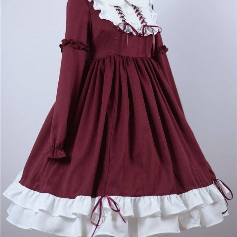 Maxct Japanese Kawaii Sweet Lolita Dresses Peter Pan Collar Ruffles Vestido Mujer Bowknot Patchwork Princess Party Femme Robe