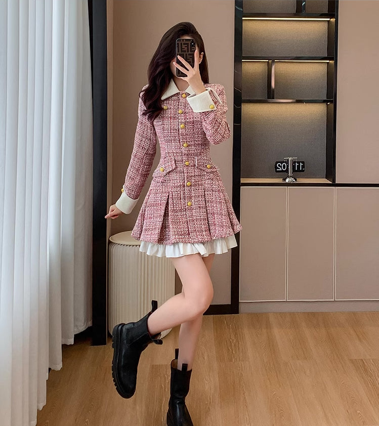 Flirty Plaid Tweed Mini Dress Maxct