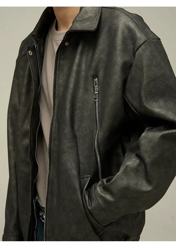 Maxct Retro Casual PU Leather Jacket
