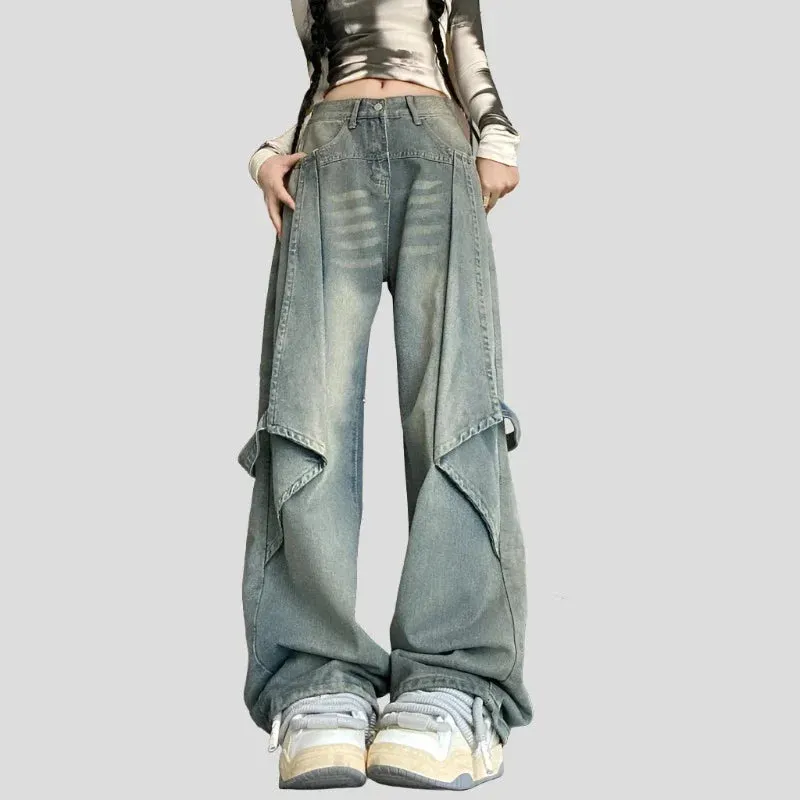 Baggy Blue Jeans High Waist Wide Leg Maxct