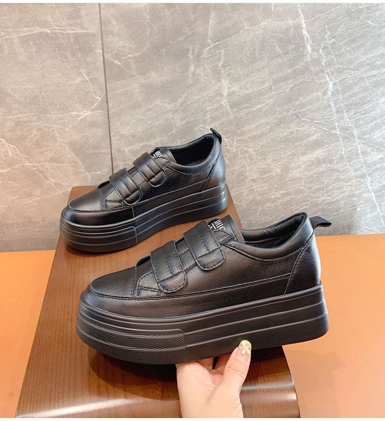 Women's 5cm Leather Wedge Sneakers - true deals club
