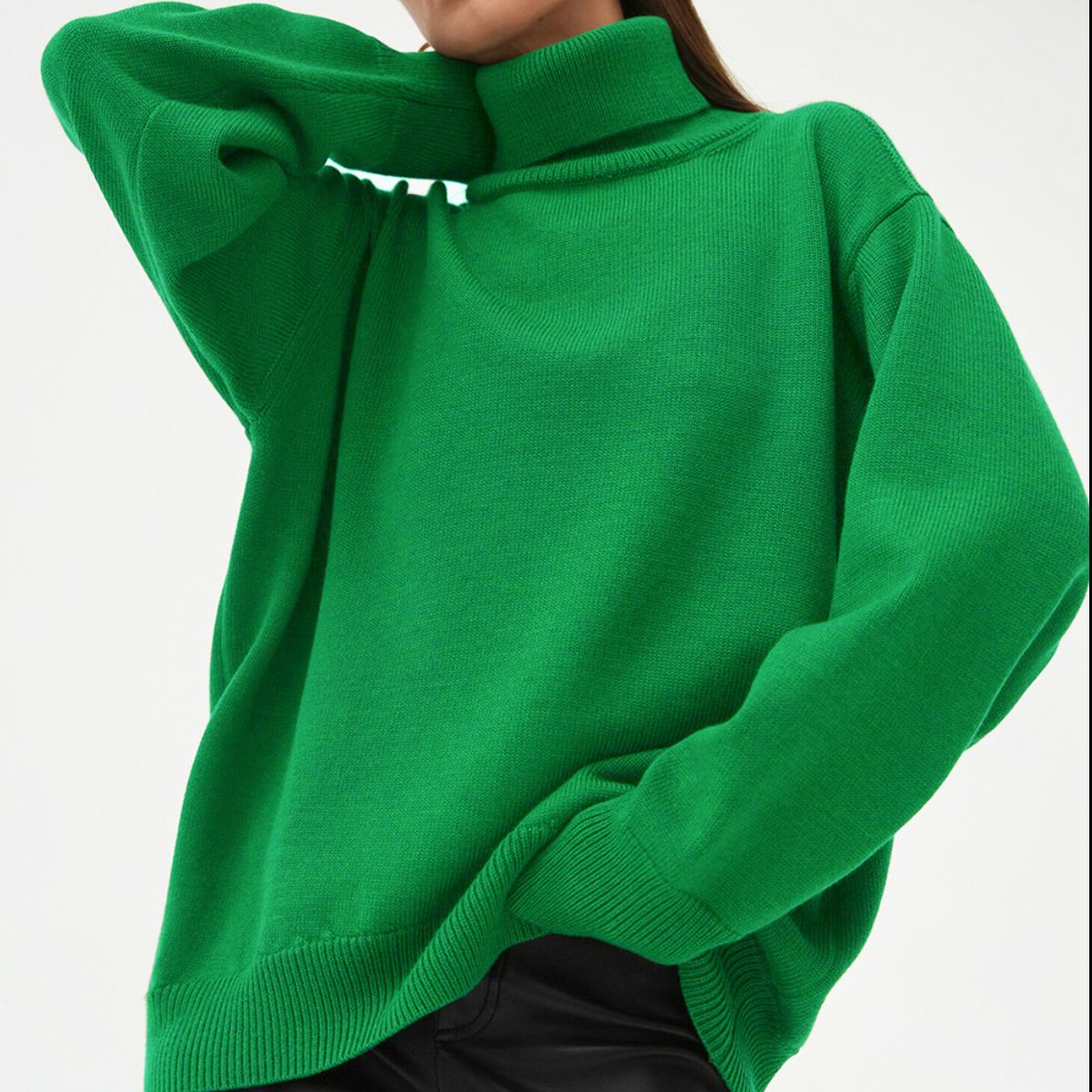 Maxct &Turtle Neck Dropped Shoulder Sweater