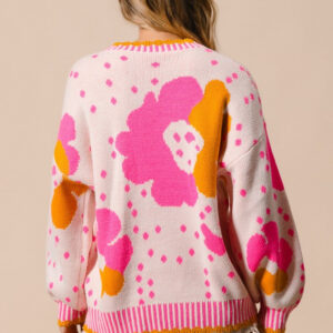 Maxct &BiBi Flower Pattern Contrast Sweater
