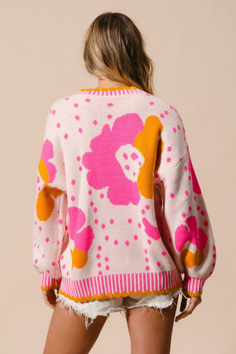 Maxct &BiBi Flower Pattern Contrast Sweater