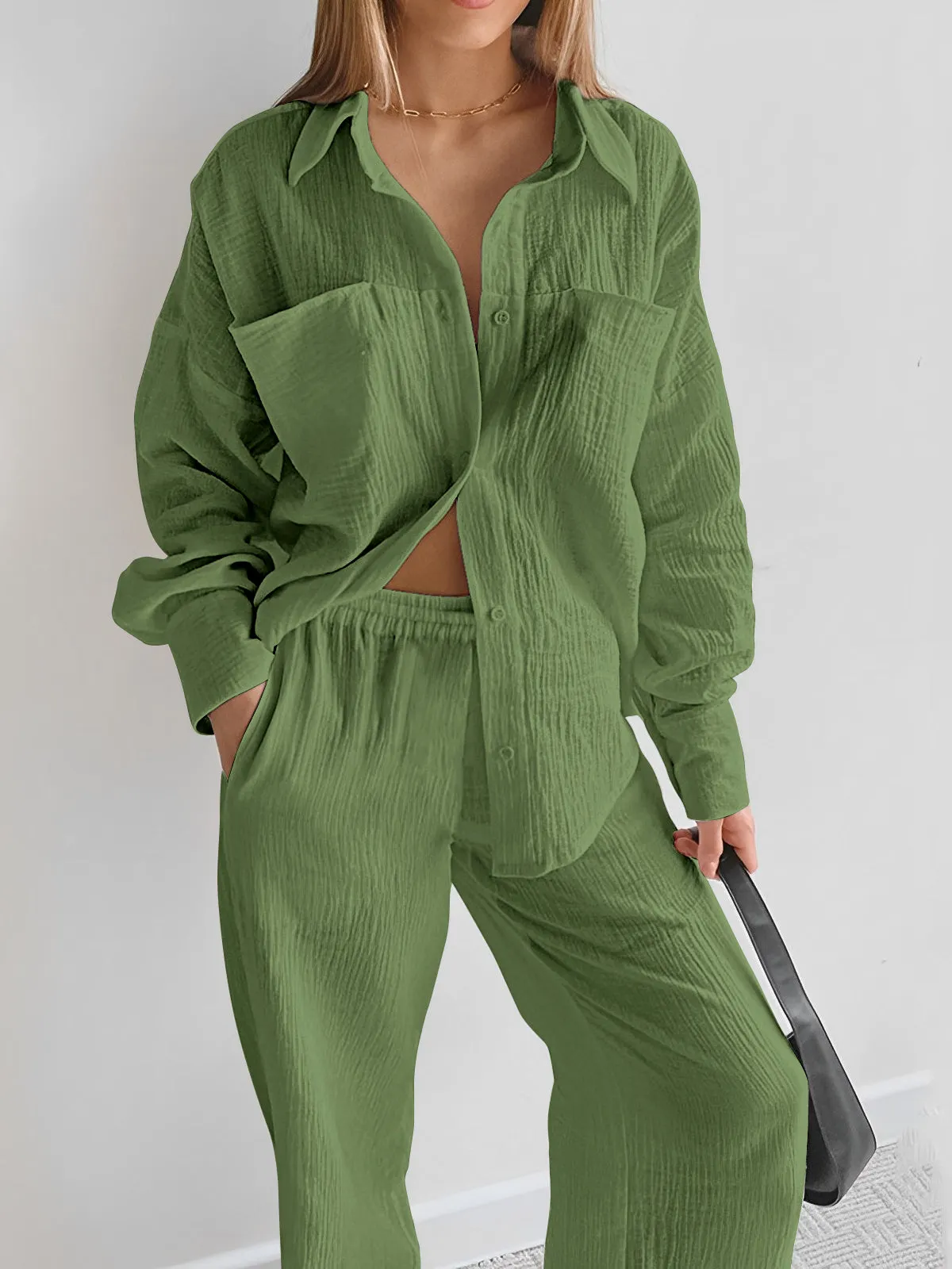 Maxct Minimalist Cotton Two Piece Pants Set