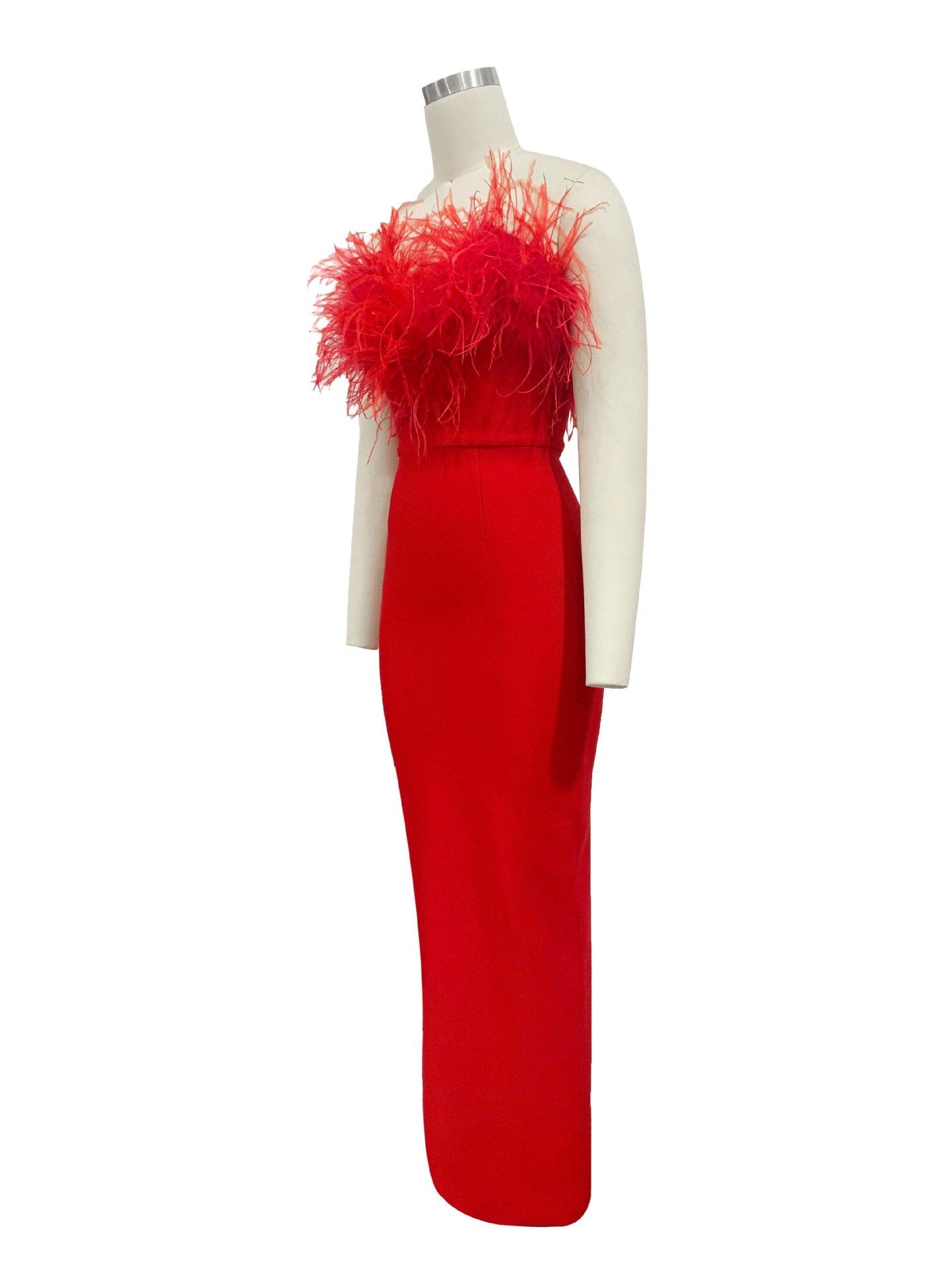 Maxct High-end Trendy Niche Designer Evening Dress Autumn And Winter Women's Clothing Trend Ostrich Hair Gowns Bandage Dress Women