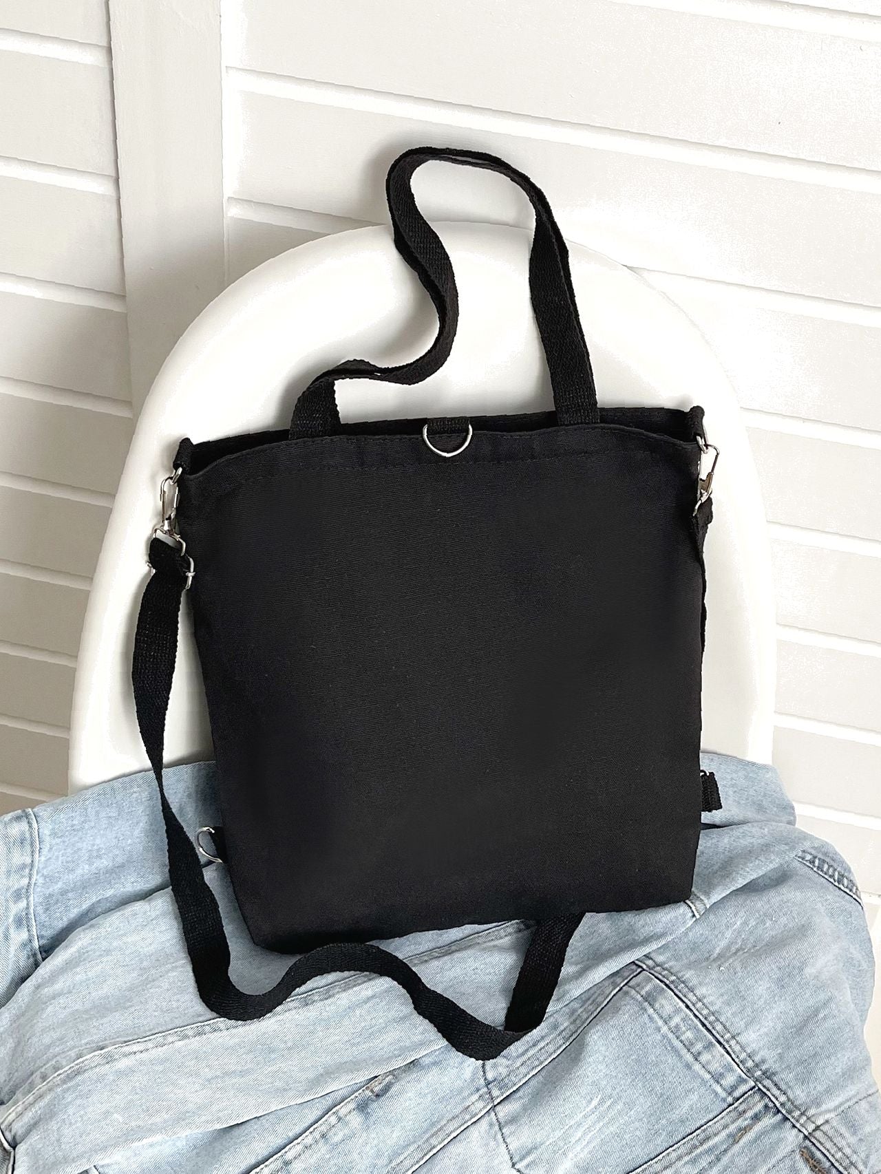 Maxct - Letter Graphic Shopper Bag with Bag Charm  - Women Tote Bags