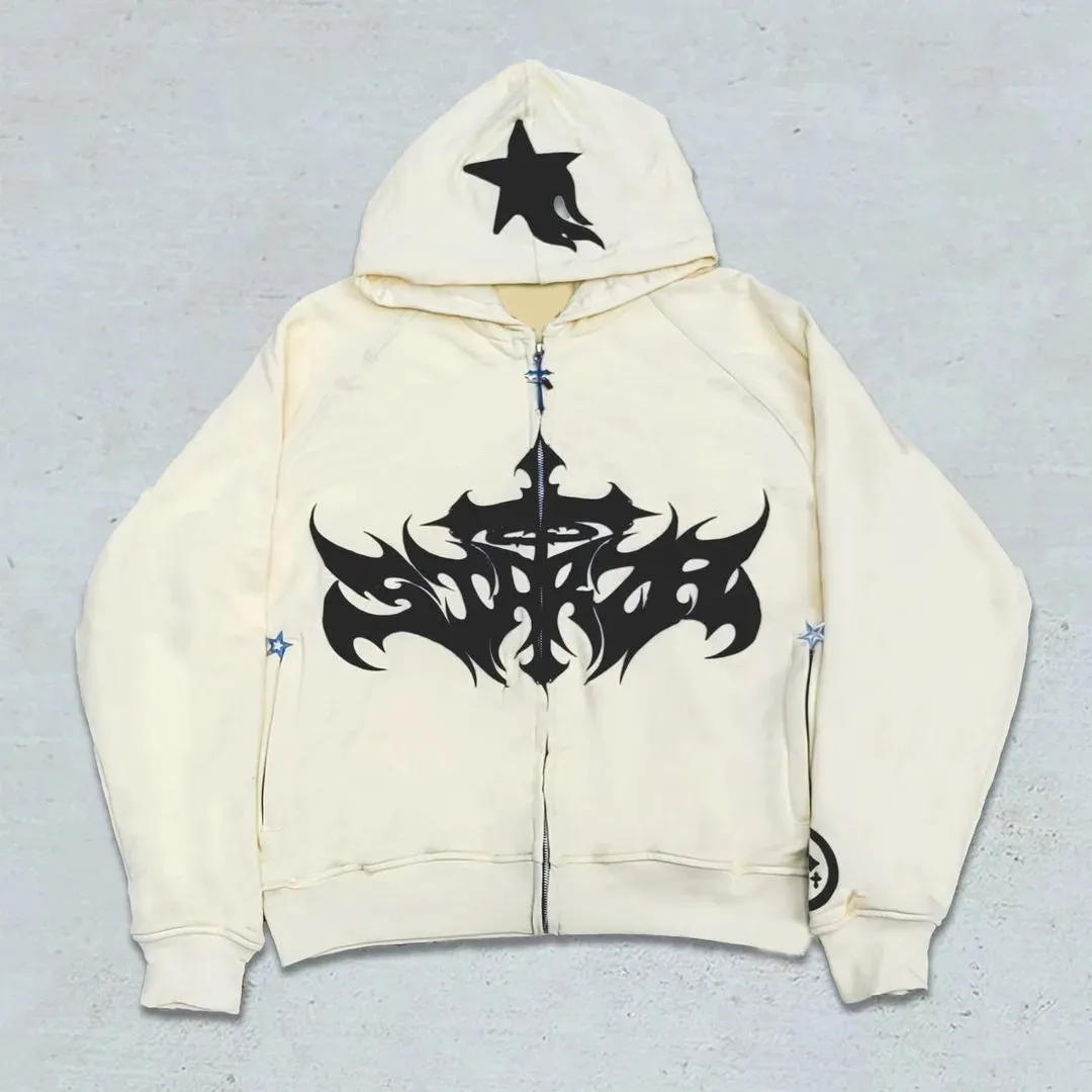 Maxct Y2k Winter Long Sleeved Hoodie Sweatshirt Oversized Winter Clothes Streetwear Y2k Vintage Punk Graffiti Print Top School Ootd