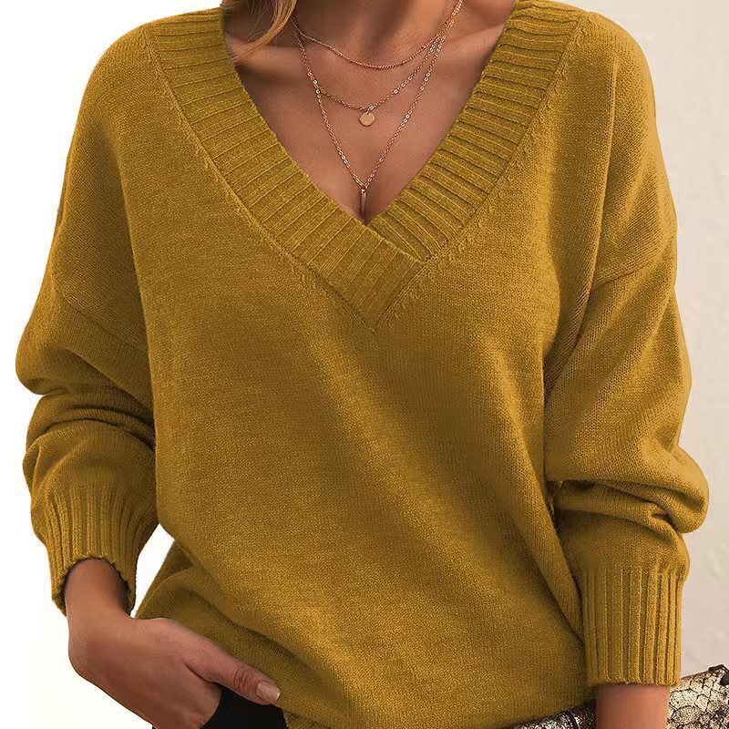 Maxct winter fits men 2024 Autumn Style Pullover Women's Loose V-neck Casual Sweater Women's