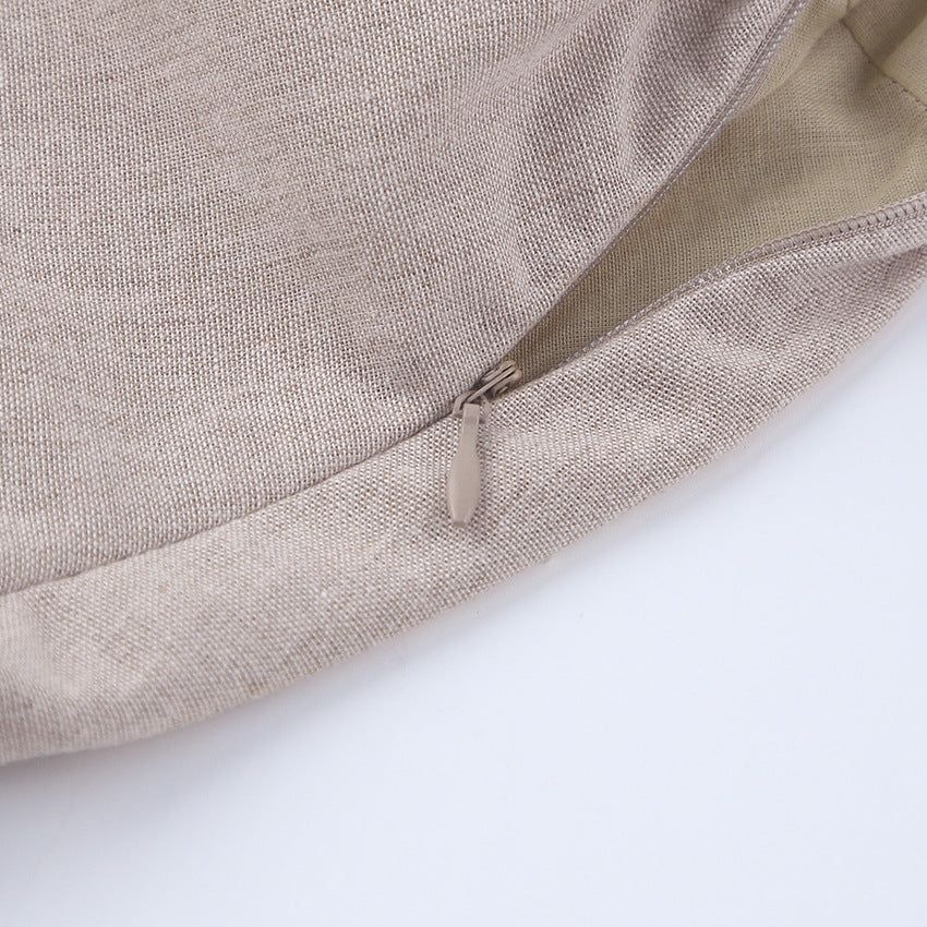 Tampa Puff Sleeve High Waist Linen Mini Dress Maxct