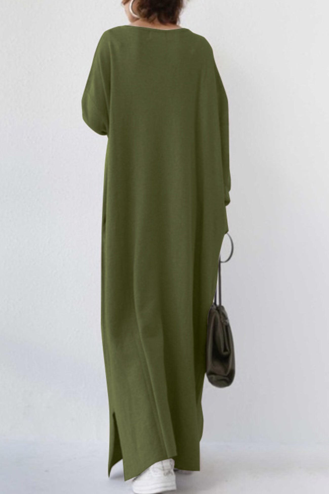 Maxct V Neck Slit Hem Sweatshirt Dress