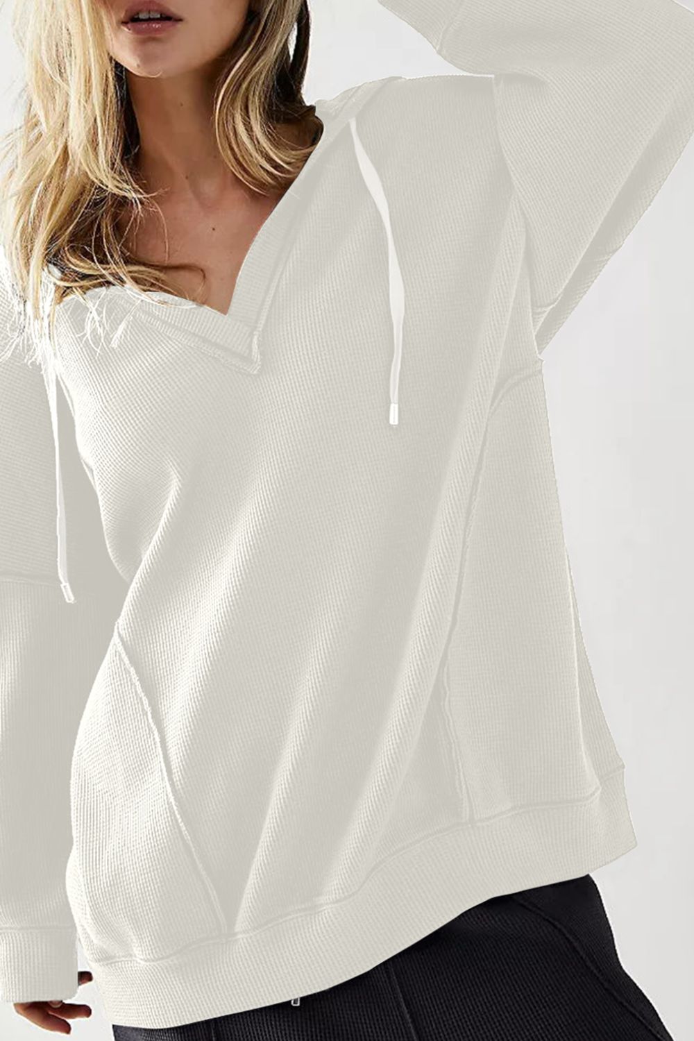 Maxct &Exposed Seam Drawstring Long Sleeve Hoodie