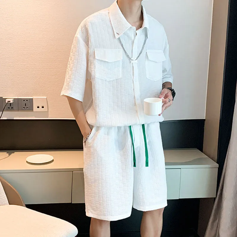 Maxct Pleated Short Sleeve Top Shorts Set