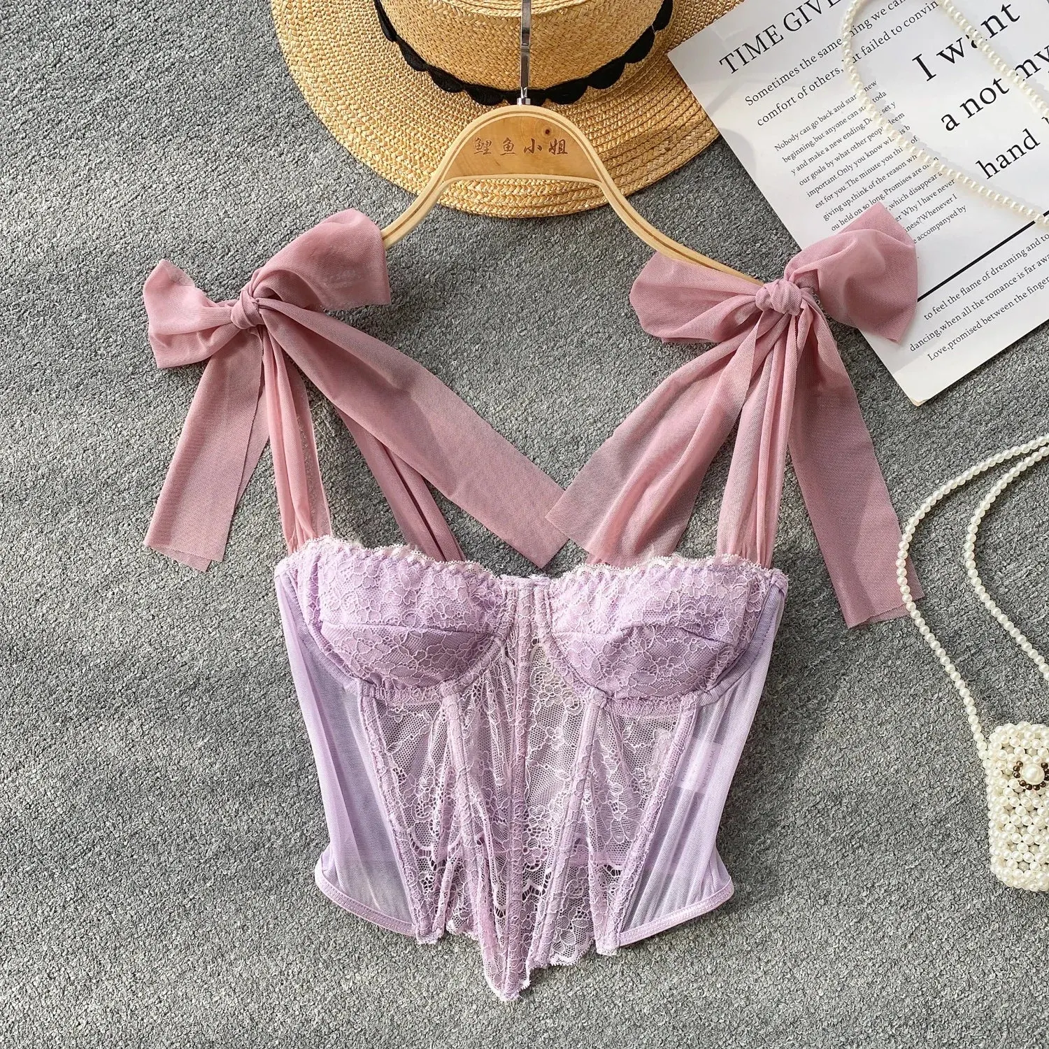 Maxct &Soft Girl Sheer Lace Corset Top