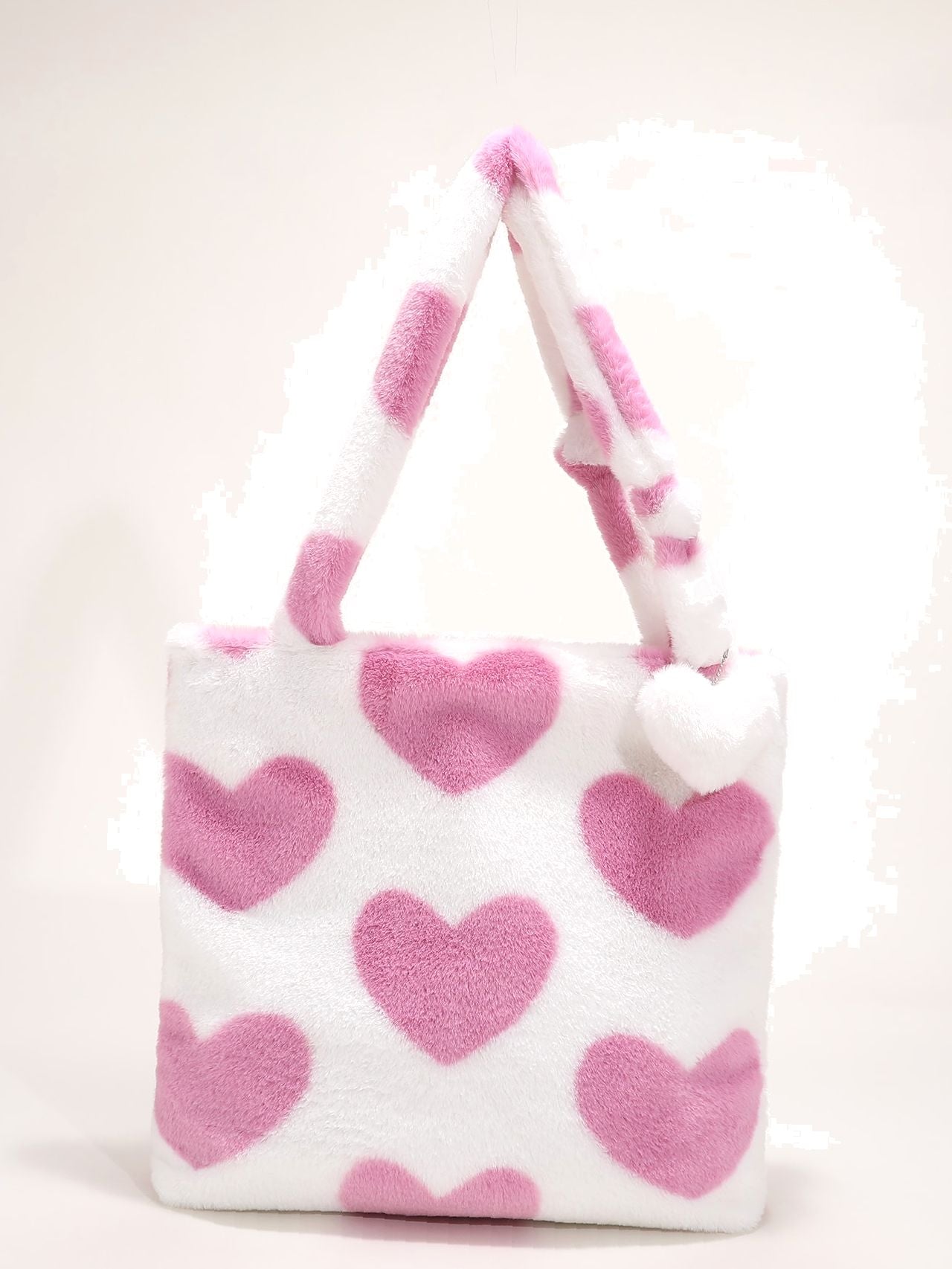 Maxct - Fluffy Heart Pattern Shoulder Tote Bag  - Women Tote Bags