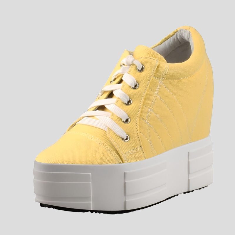 Women's Denim Wedge Shoes - Round Toe, Lace-up Closure Maxct