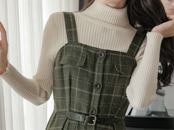 Button Up Plaid Cami Midi Dress Maxct