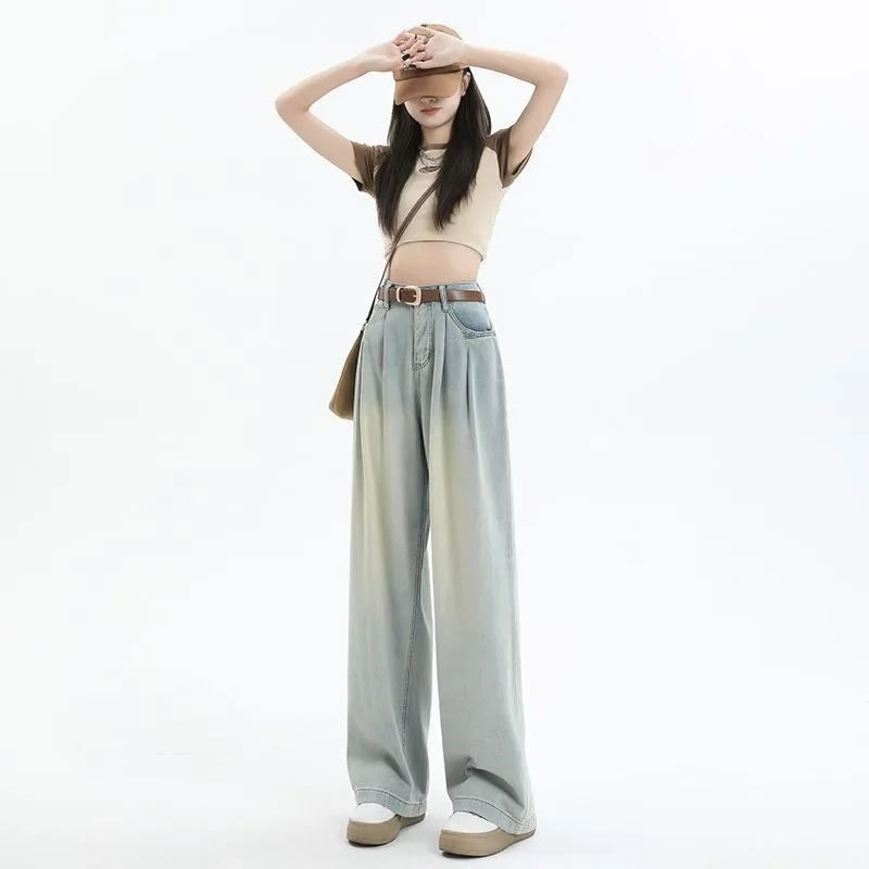 Women's High-Rise Non-Stretch Wide-Leg Jeans