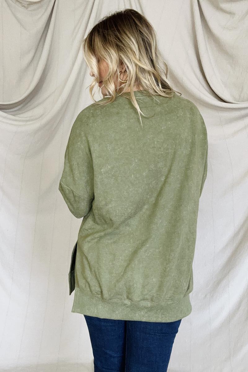 Maxct &Drop Shoulder Ribbed Trim Oversized Sweatshirt