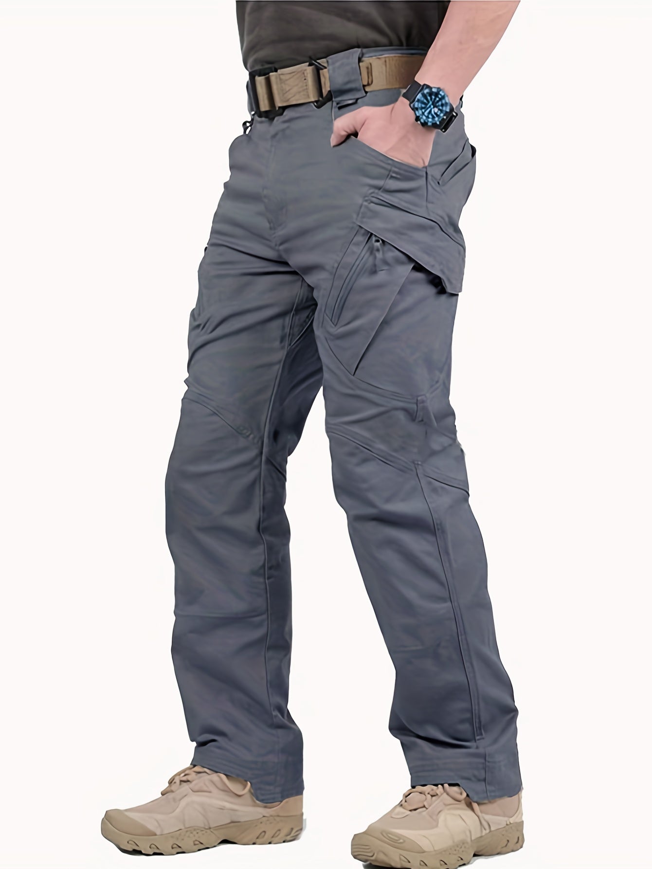 Maxct  Men's Casual Cargo Pants With Zipper Pockets, Male Joggers For Spring And Fall Outdoor