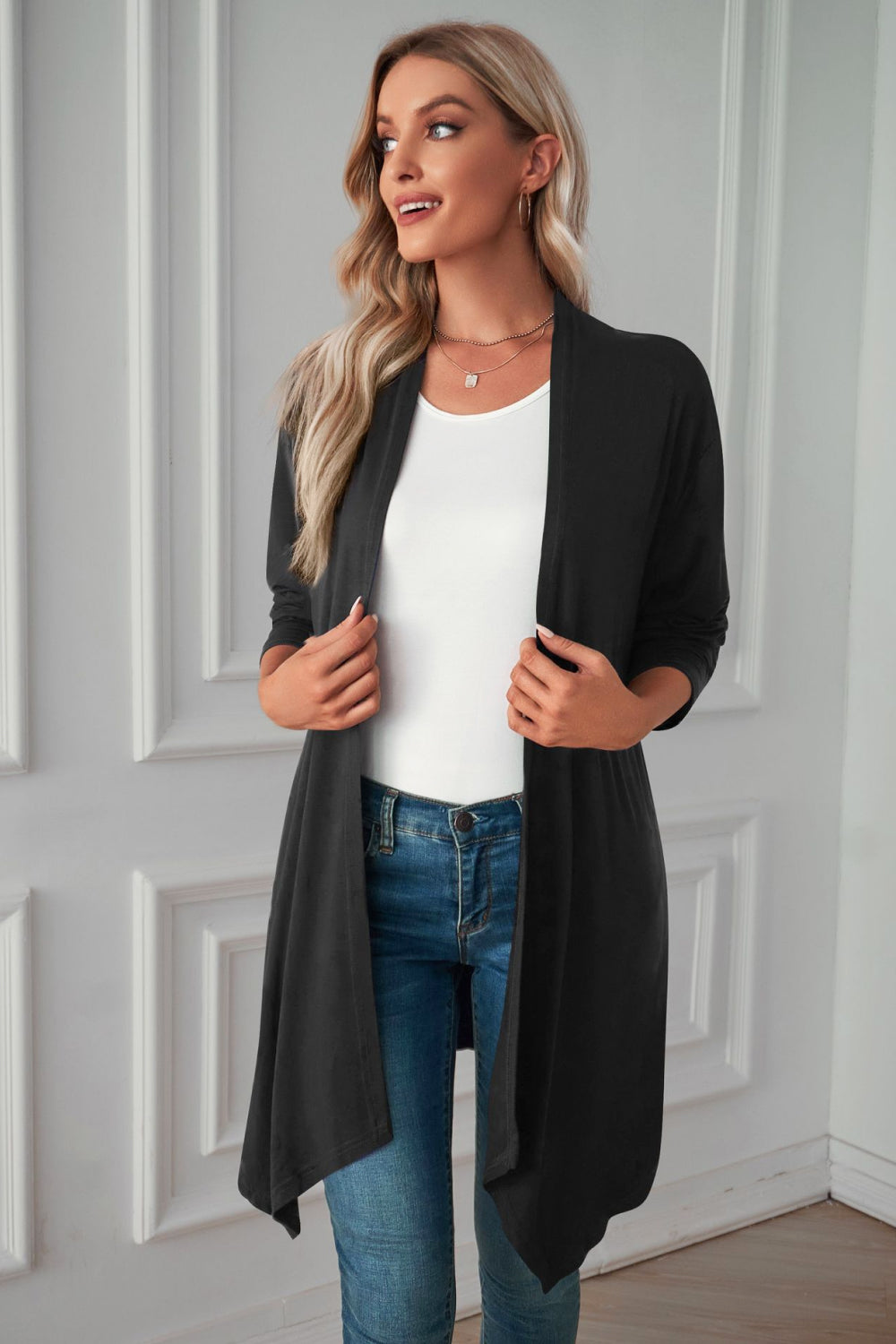 Maxct &Open Front Long Sleeve Cardigan