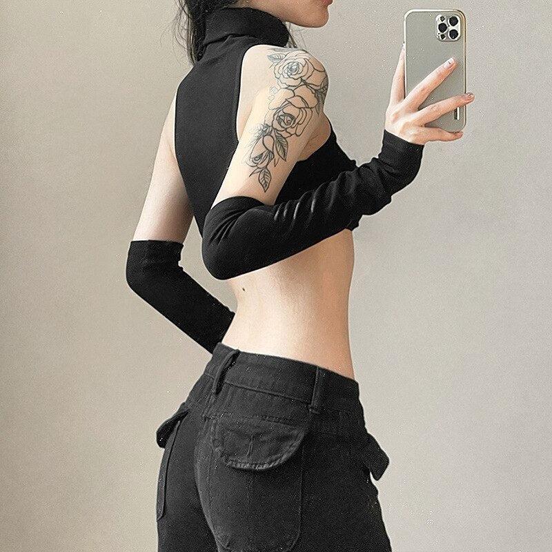 Maxct &Detachable Sleeved Turtleneck Halter Top