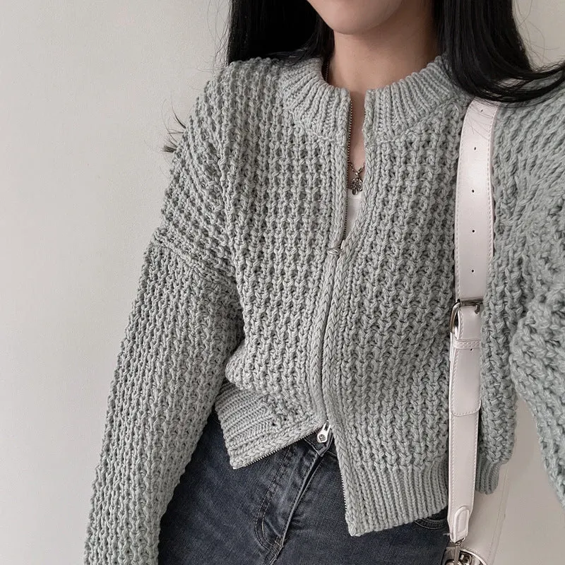 Maxct Vintage Round Neck Zip Up Cardigan - Image 2