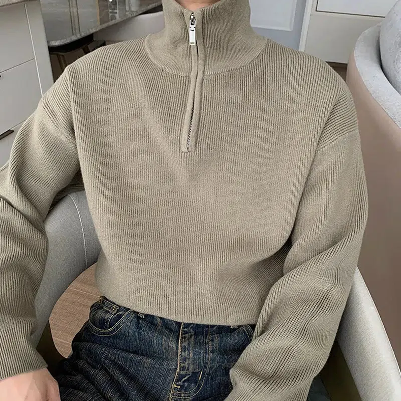 Maxct Pleated Half-zip Turtleneck Sweater