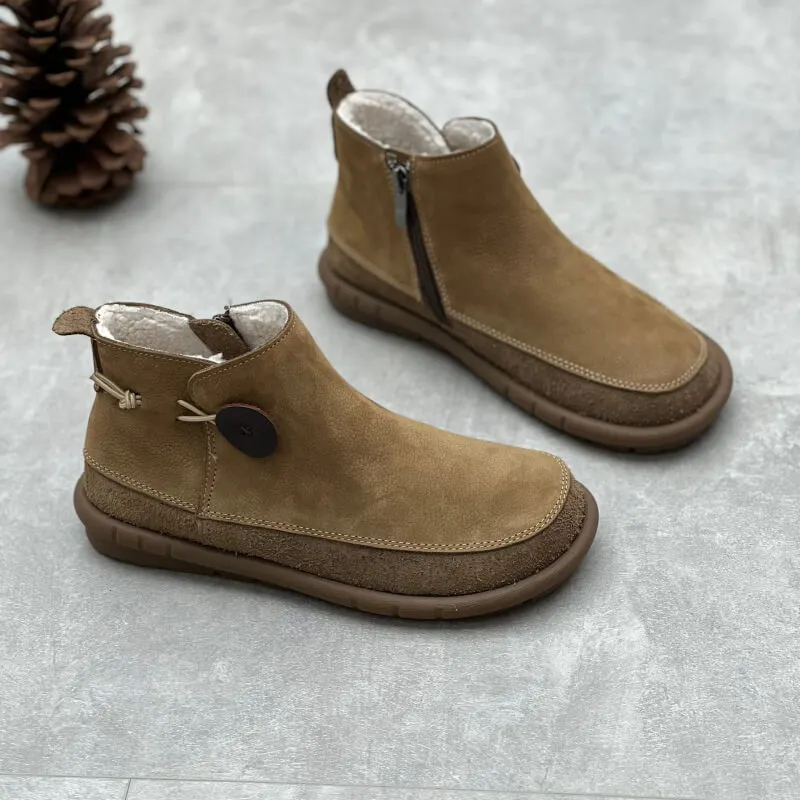 Maxct Women Winter New Velvet Plush Lining Leather Boots