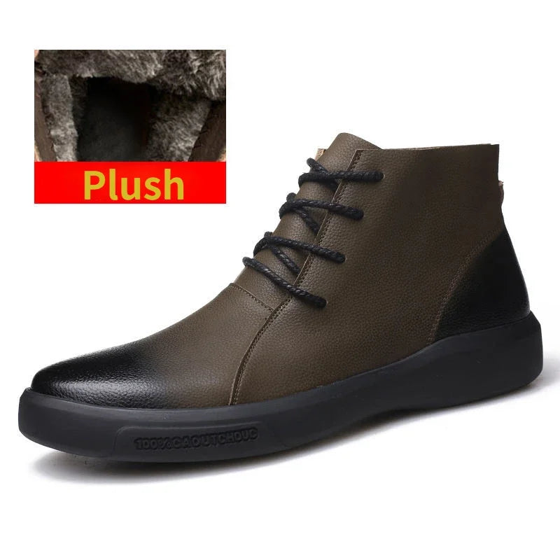 Leather Retro Motorcycle Boots - Classic Chelsea Style for Men Maxct