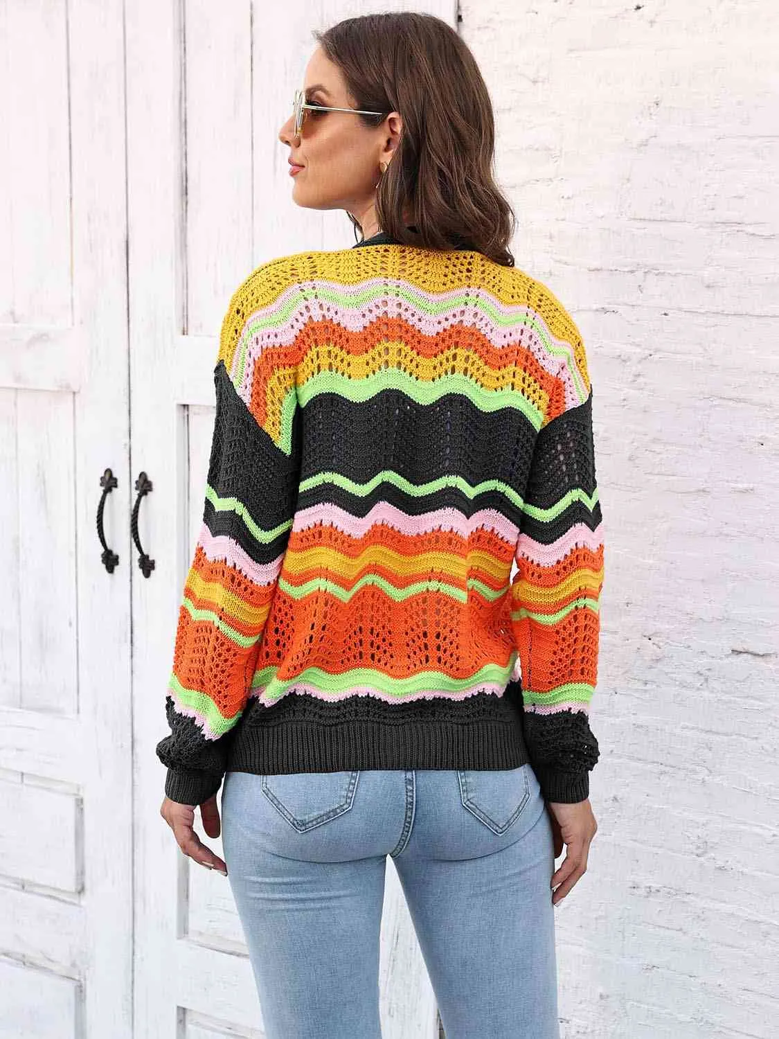 Maxct &Open Front Openwork Cardigan