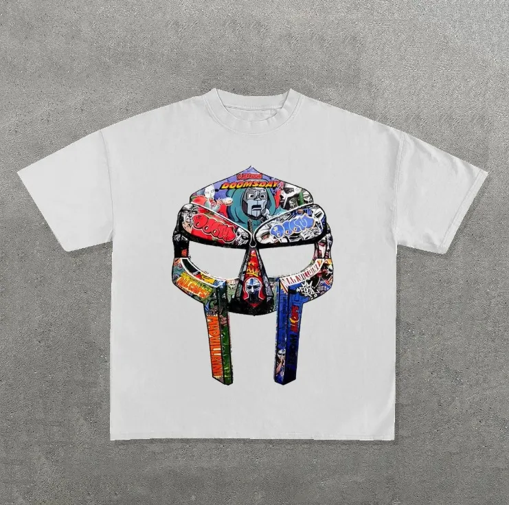 Maxct High Street Retro Cartoon Short-Sleeved Shirt Men's Y2K American Loose Casual Gothic Punk Oversized T-shirt Men's