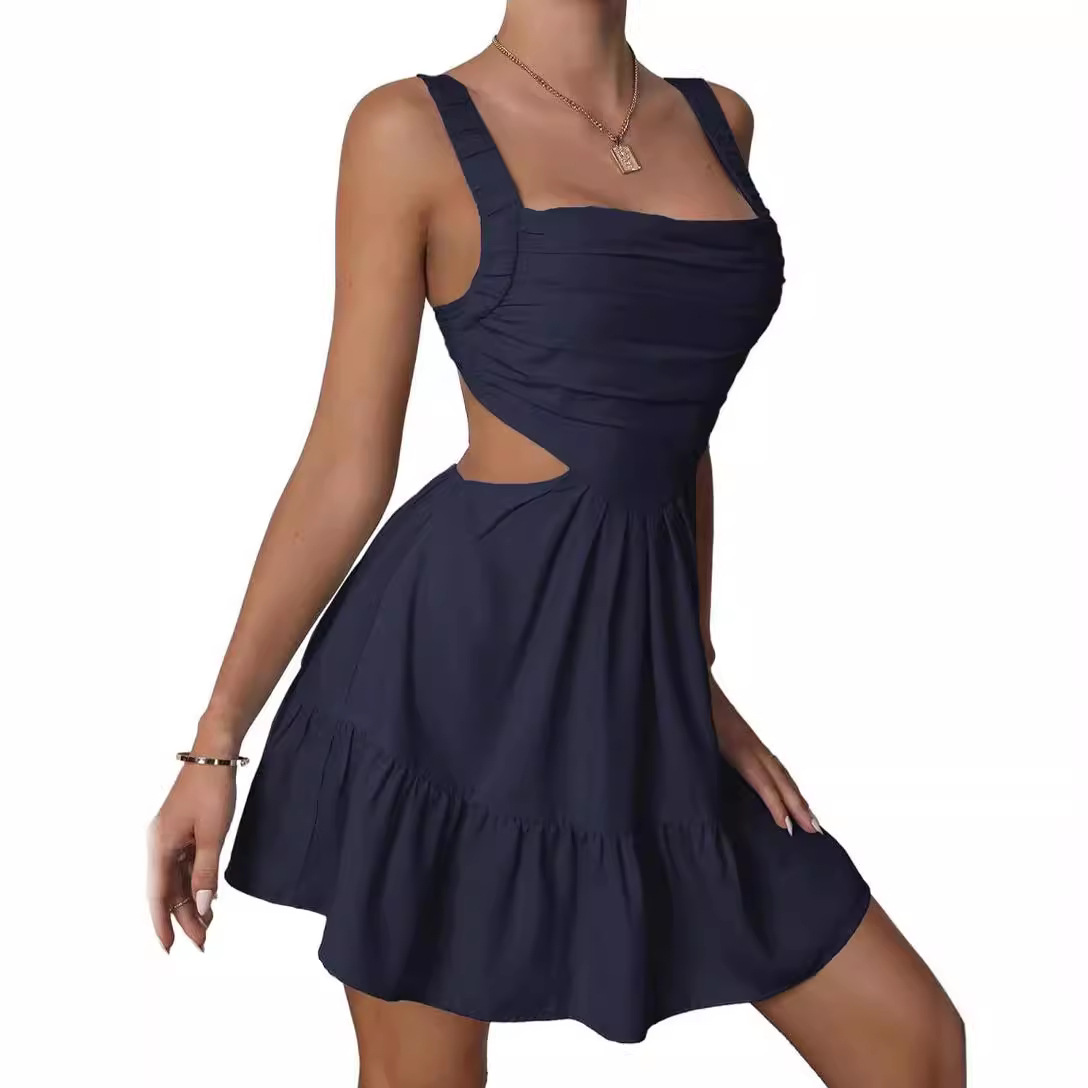 Maxct hoco dresses 2024 Spring and Summer New Square Collar Backless Sexy Sling Dress Women's Clothing