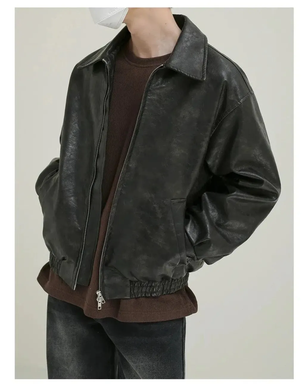 Maxct Vintage Zippered Leather Jacket