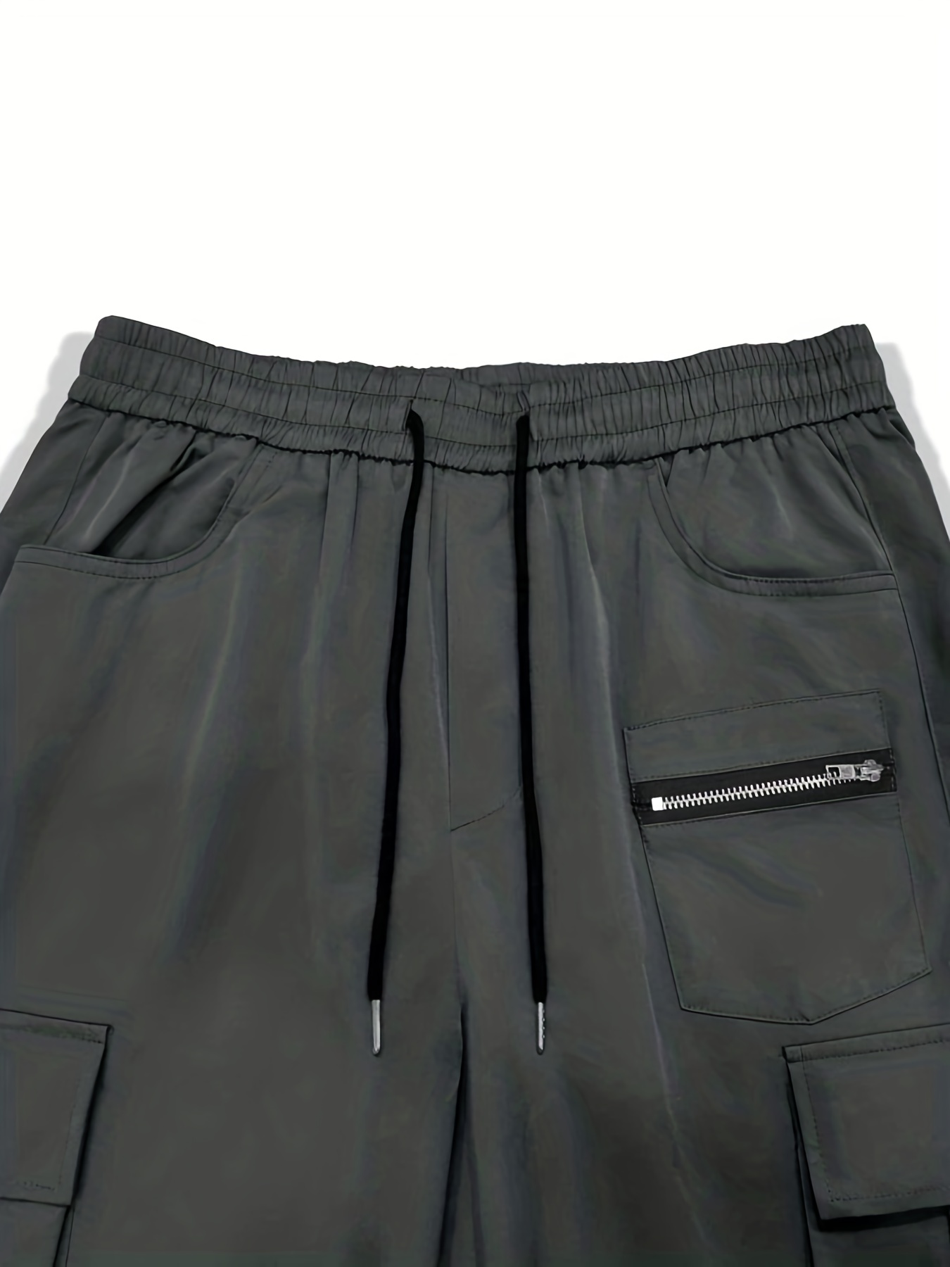Men's Casual Cargo Pants, Regular Multi Pocket Waist Drawstring Work Pants For Outdoor Activities